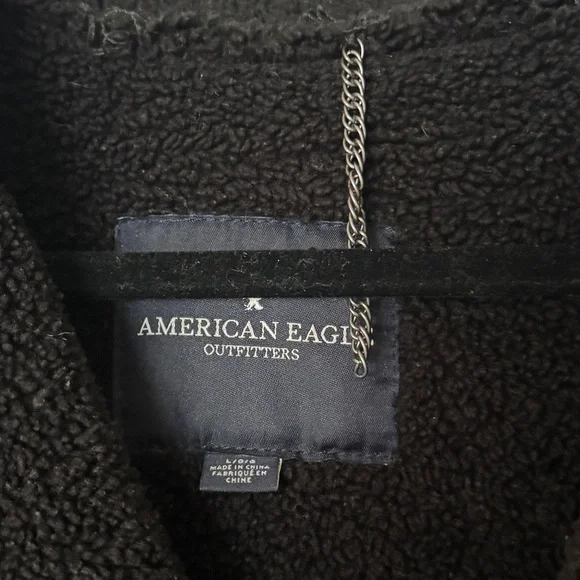 Black Sherpa Aviator Jacket | American Eagle Outfitters | LG - Picture 5 of 5